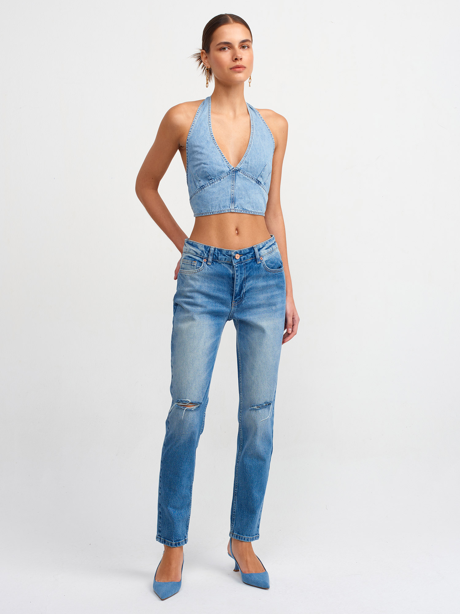71440 Düşükbel Comfort Likra Denim Pantolon