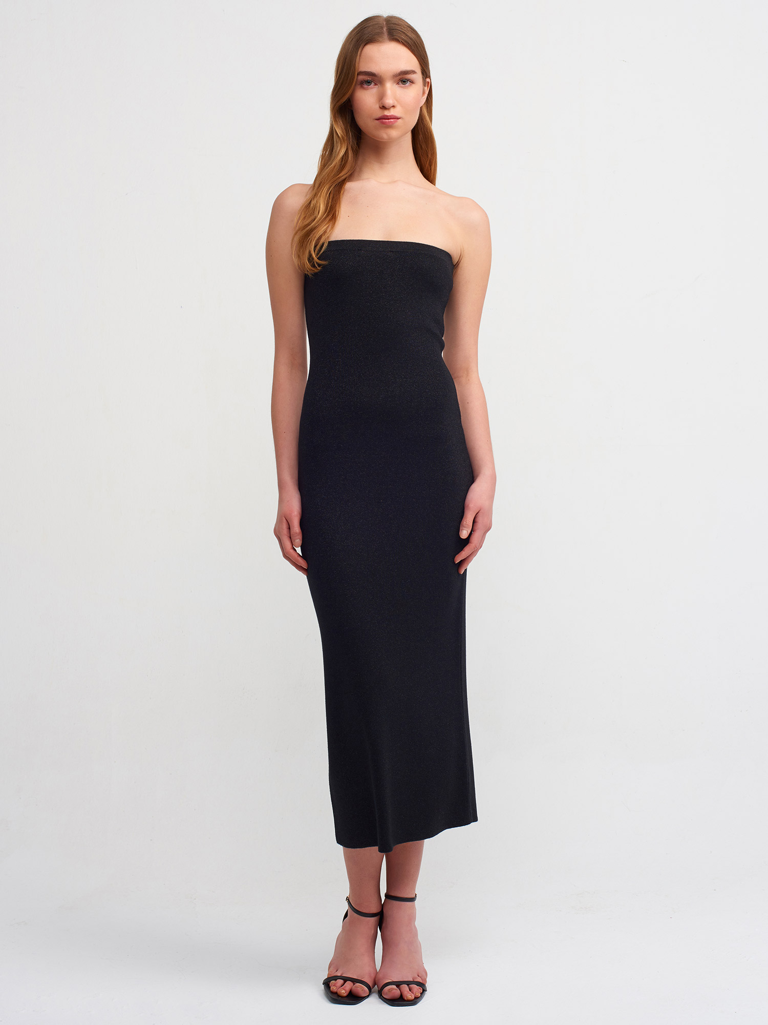 90179 Straplez Simli Triko Elbise