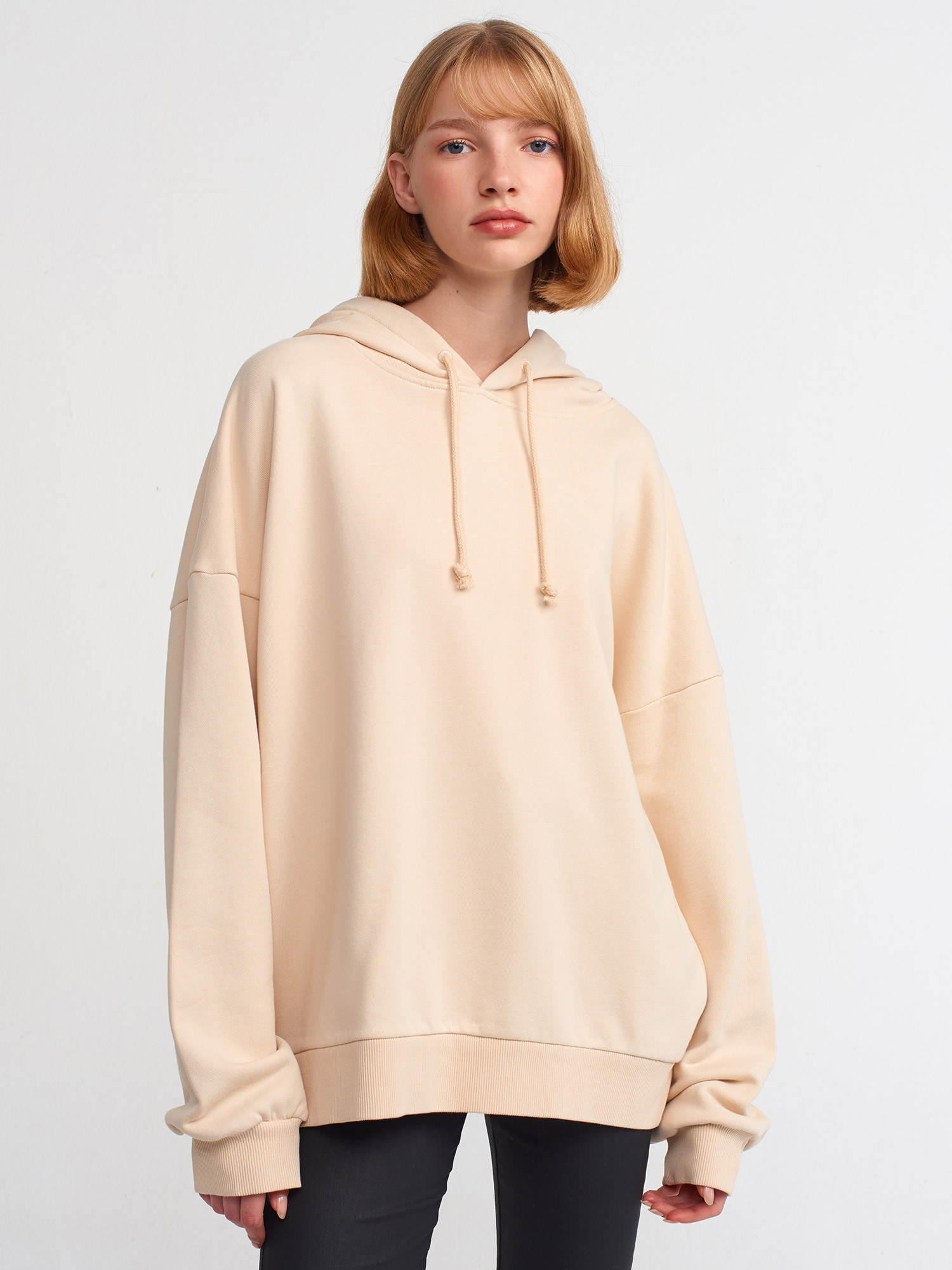 40142 %100 Pamuk Kapşonlu Sweatshirt