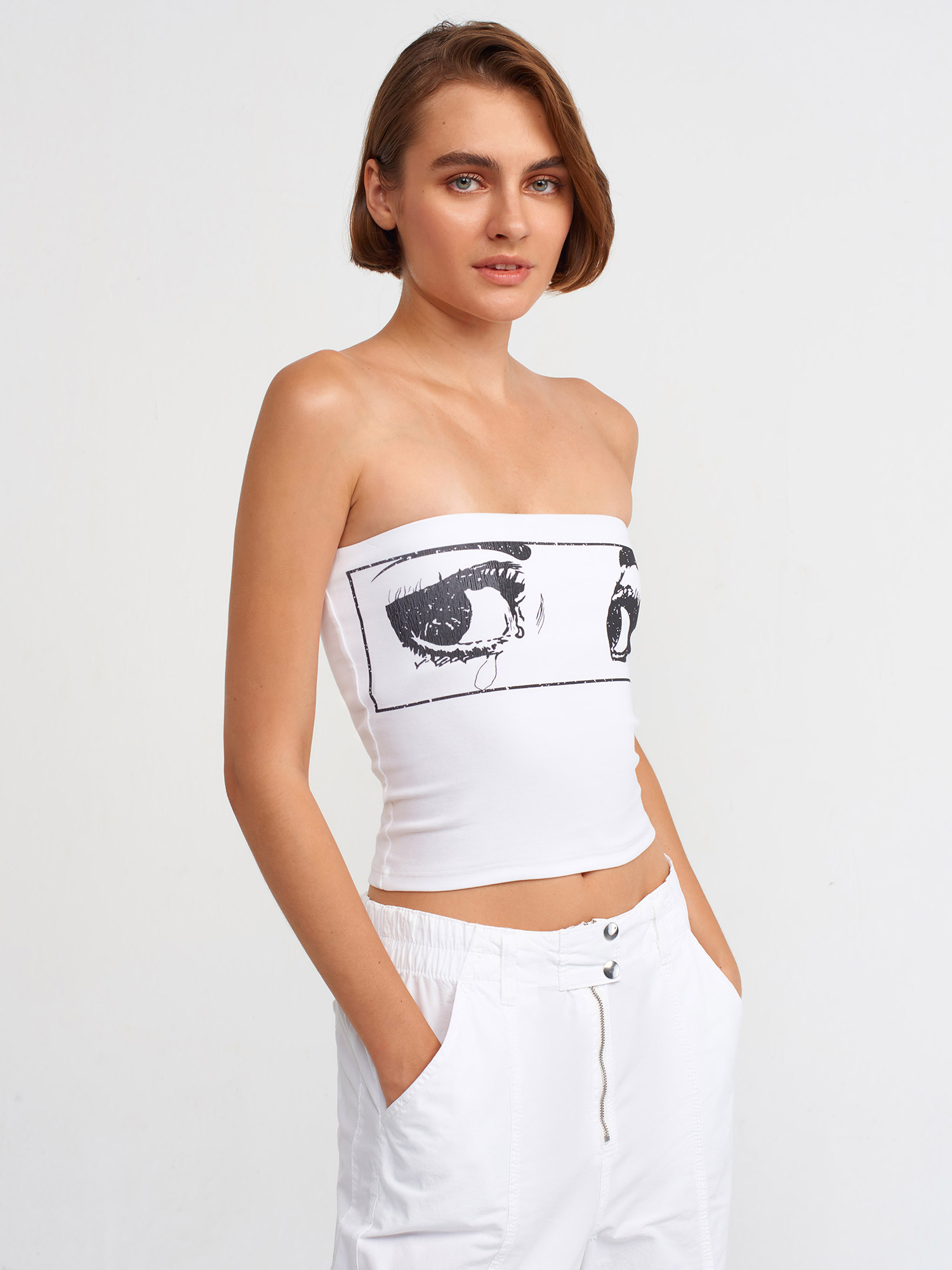 20667 Baskılı Crop Top