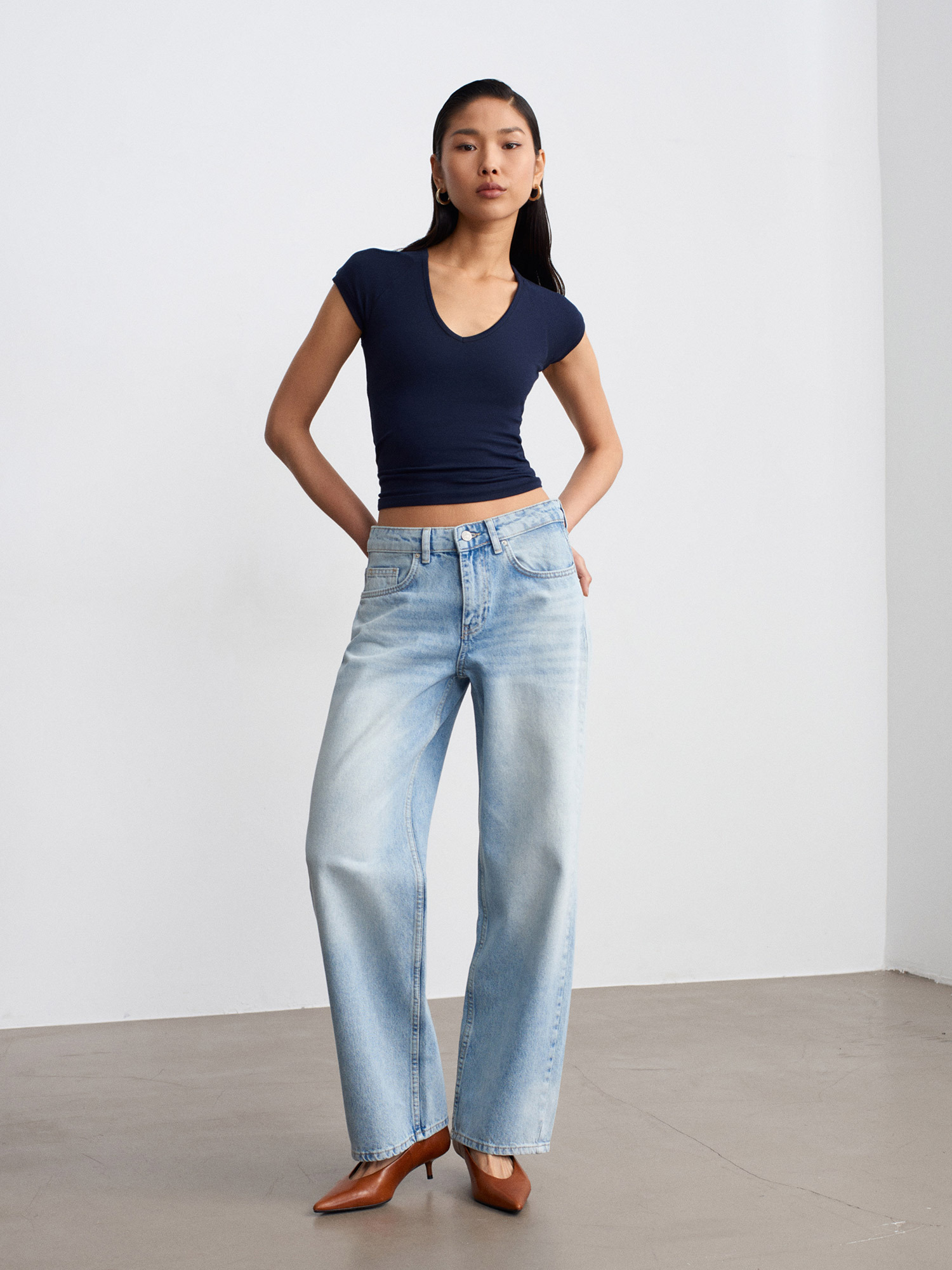72321 %100 Pamuk Düşük Bel Straight Fit Jean