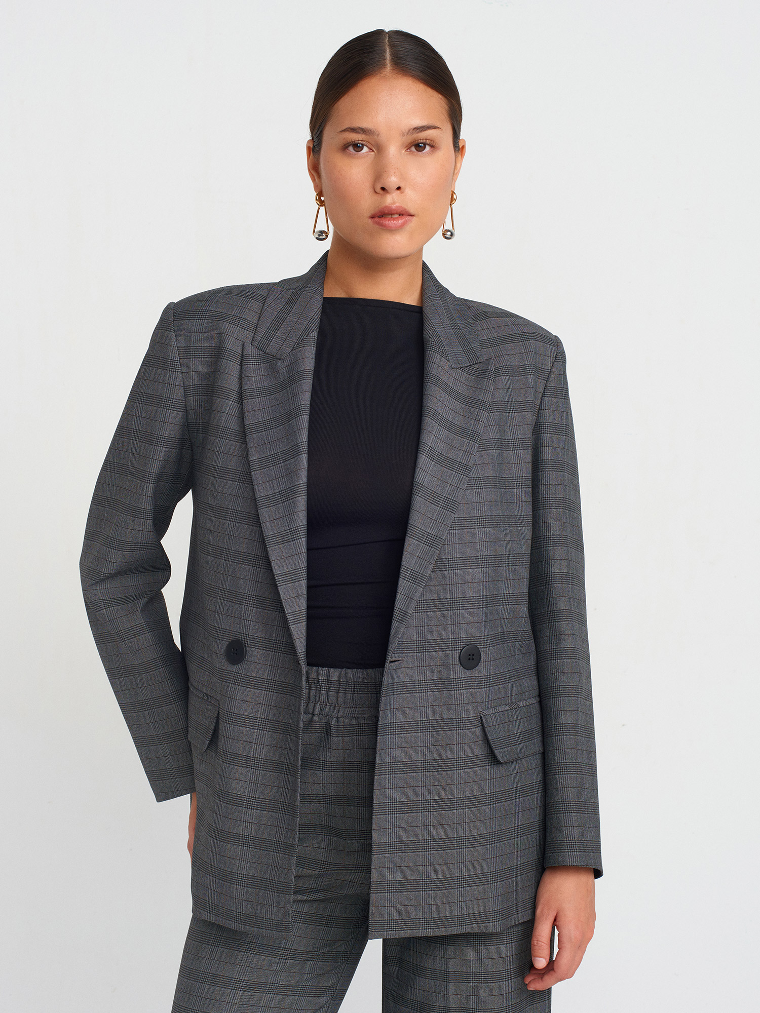 60753 Ekose Blazer Ceket