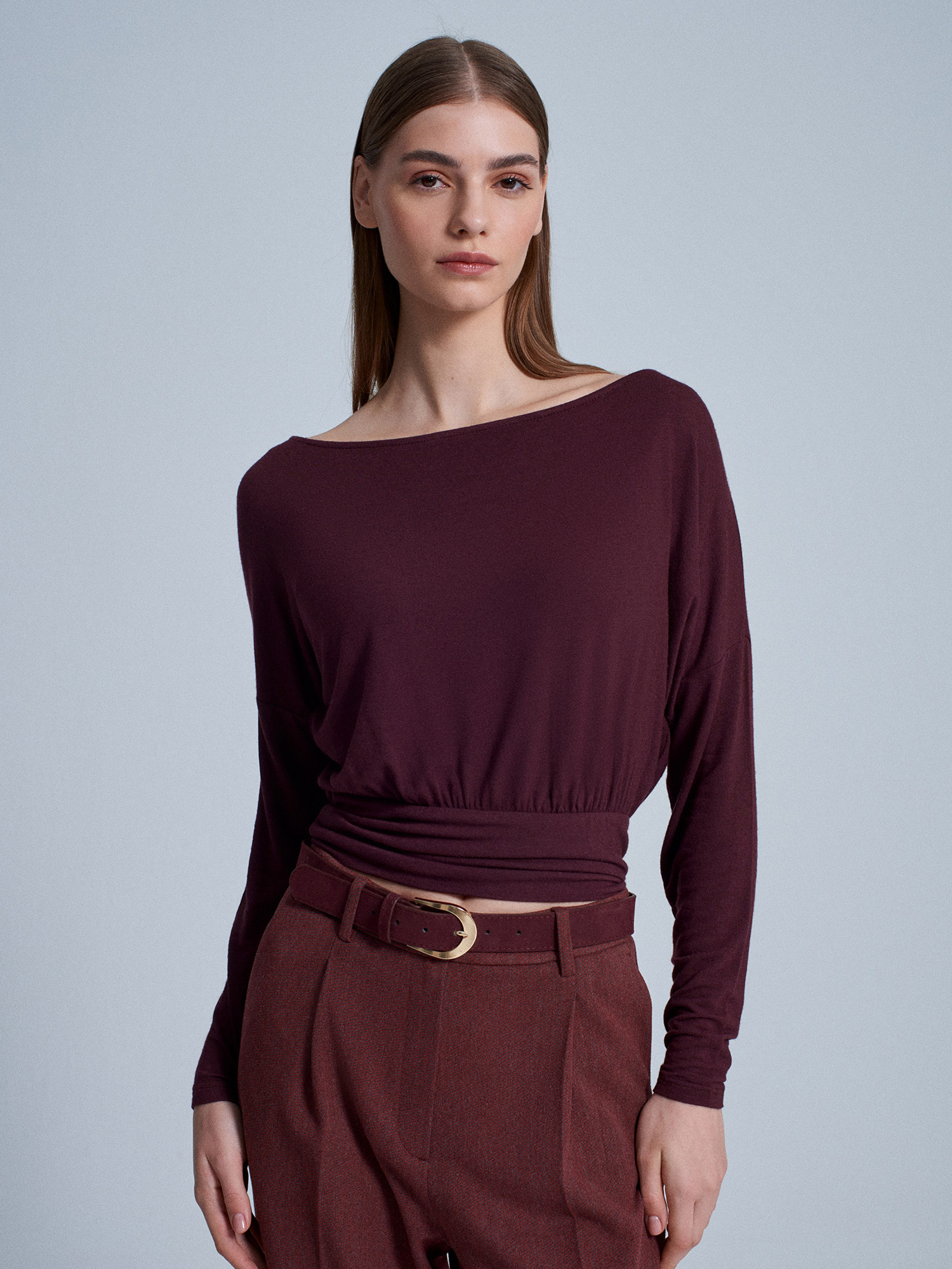 32306 Yün Karışımlı Oval Yaka Top