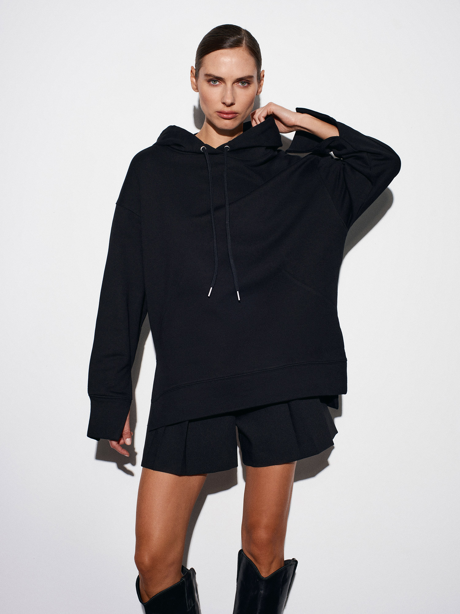 40403 %100 Pamuk Yanları Yırtmaçlı Sweatshirt