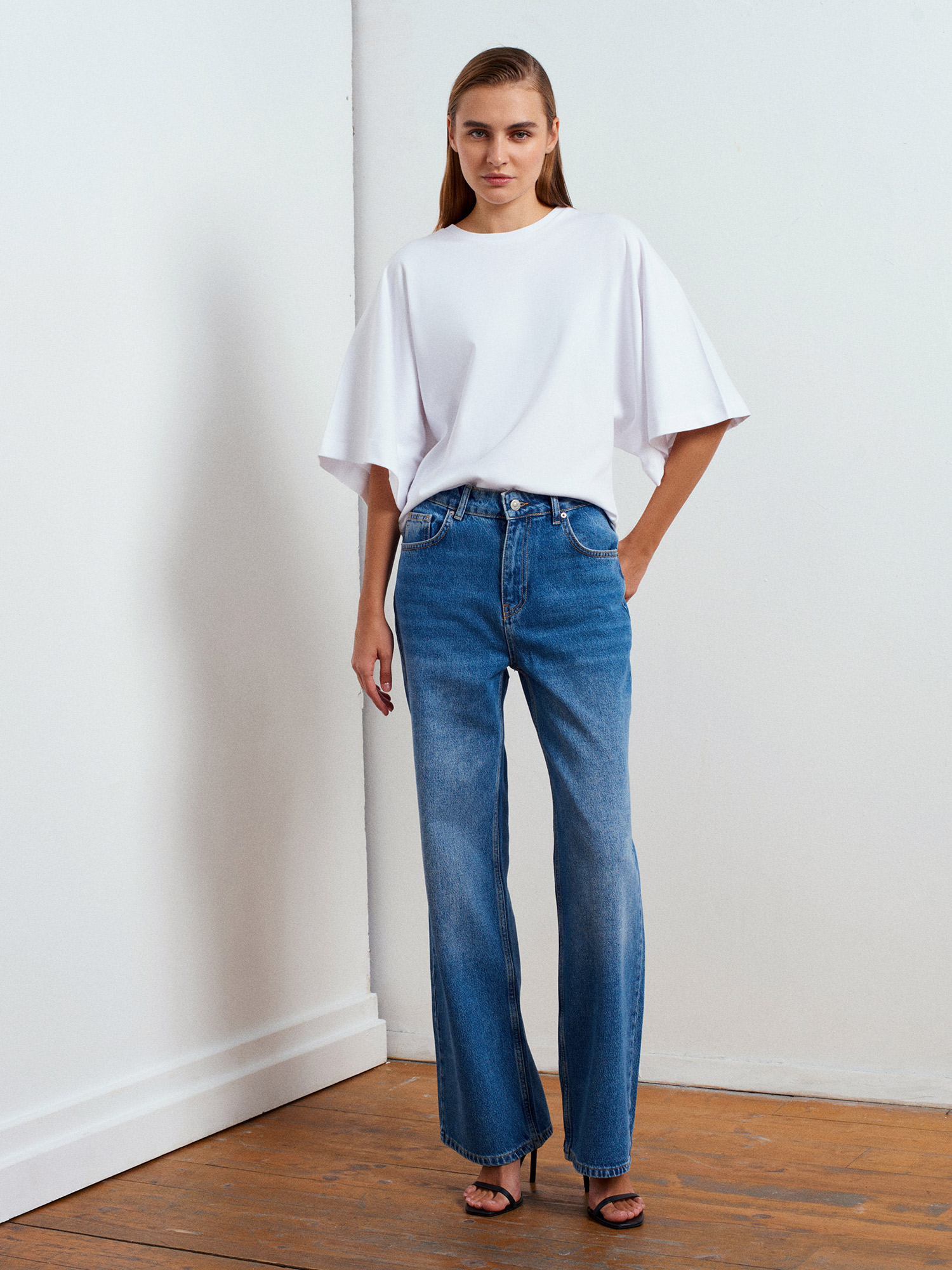 72053 Wide Leg Denim Pantolon